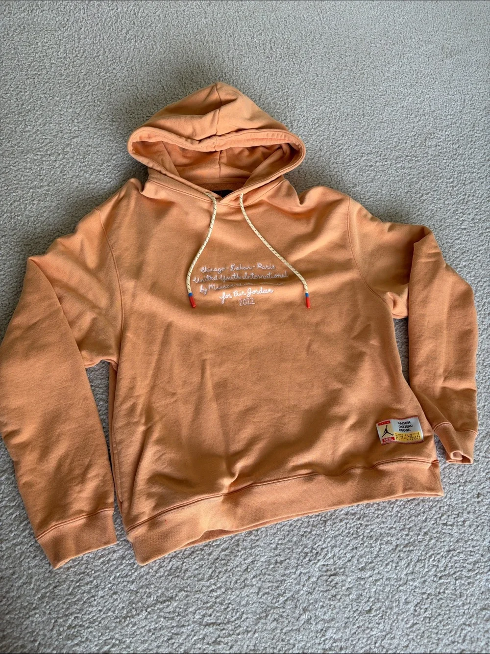 Jordan Peach Pullover Hoodie with Embroidered Script